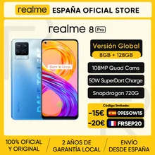 Global Version realme 8 Pro Smartphone 8GB 128GB Snapdragon 720G 108MP Ultra Quad Camera 4500mAh 50W Charge 6.4'' AMOLED NFC