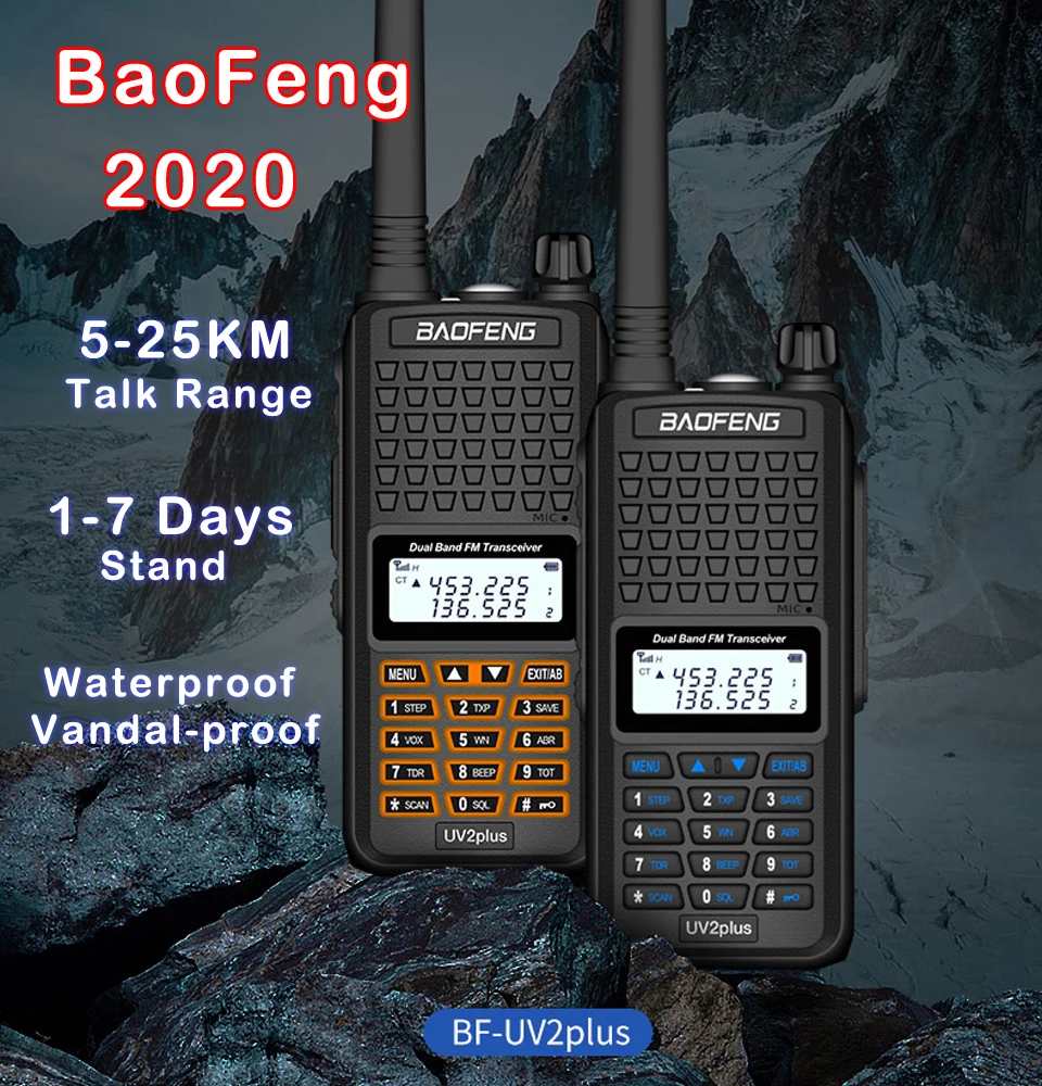 2020 Baofeng S5 Plus Водонепроницаемая рация с большим диапазоном 25 км двухстороннее