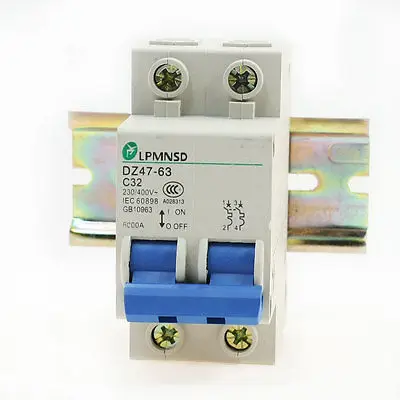 

6kA Overload Protection Circuit Breaker C32 2P 230V/400V 32A w Guide Rail