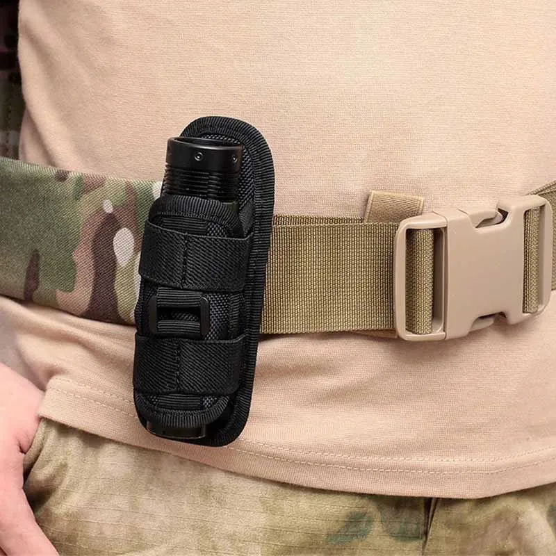 360 Degrees Rotatable Tactical Bag Flashlight Pouch Holster Torch Case for Belt Cover Hunting Bags Accessories Vest | Спорт и