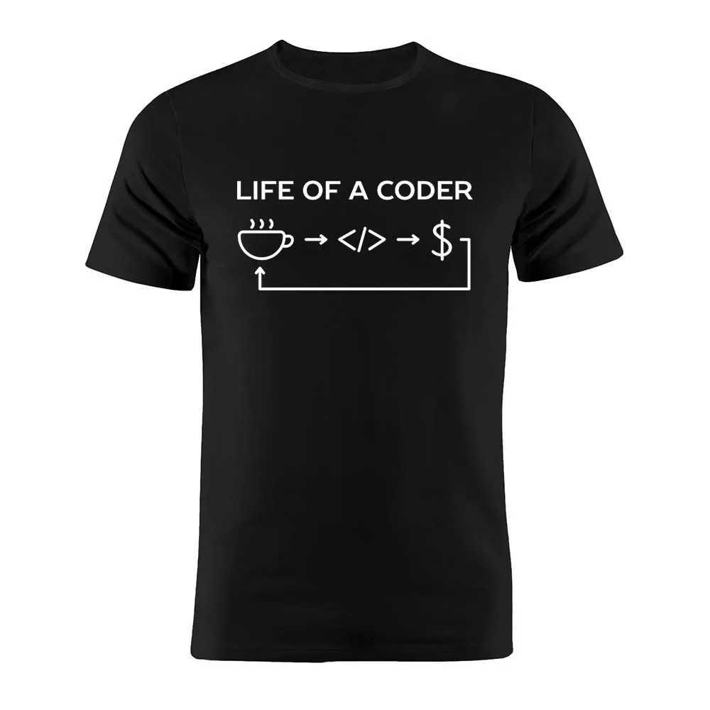 

Men's T Shirt 100% Cotton Life of A Coder Developer Programmer Computer Software Engineer Geek Funny Gift Tee
