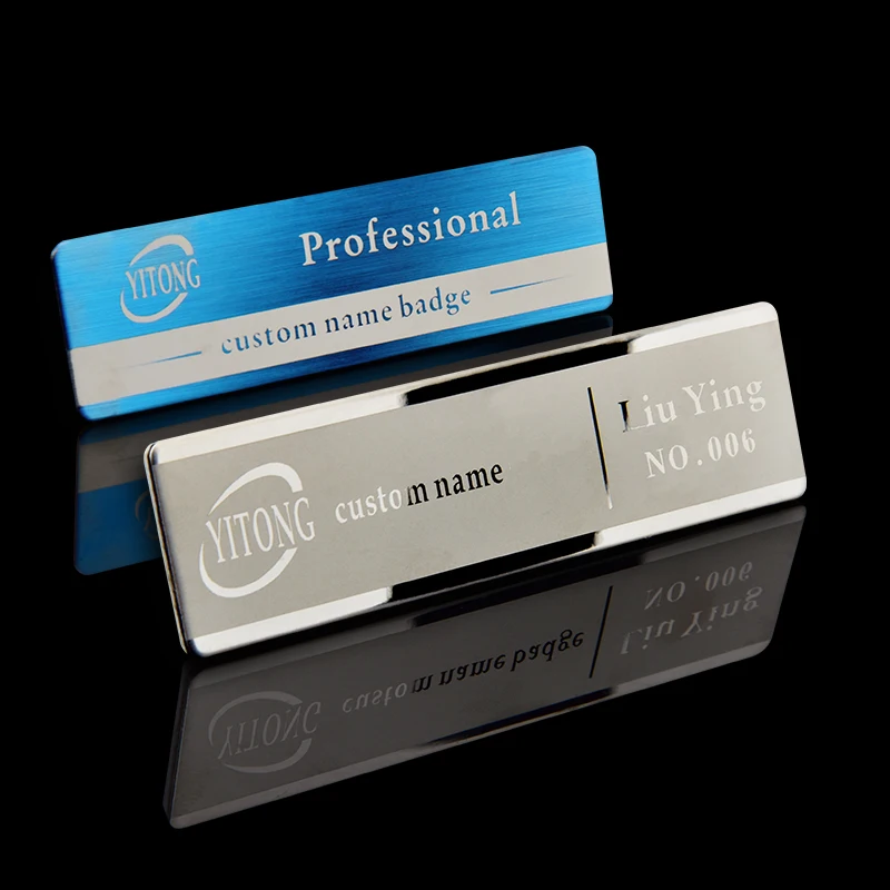 1pc Custom Metal Name Tag 70 20mm Id Badge Laser Engraved Pin Tag 70 20mm Id Badge Laser Engraved Pin