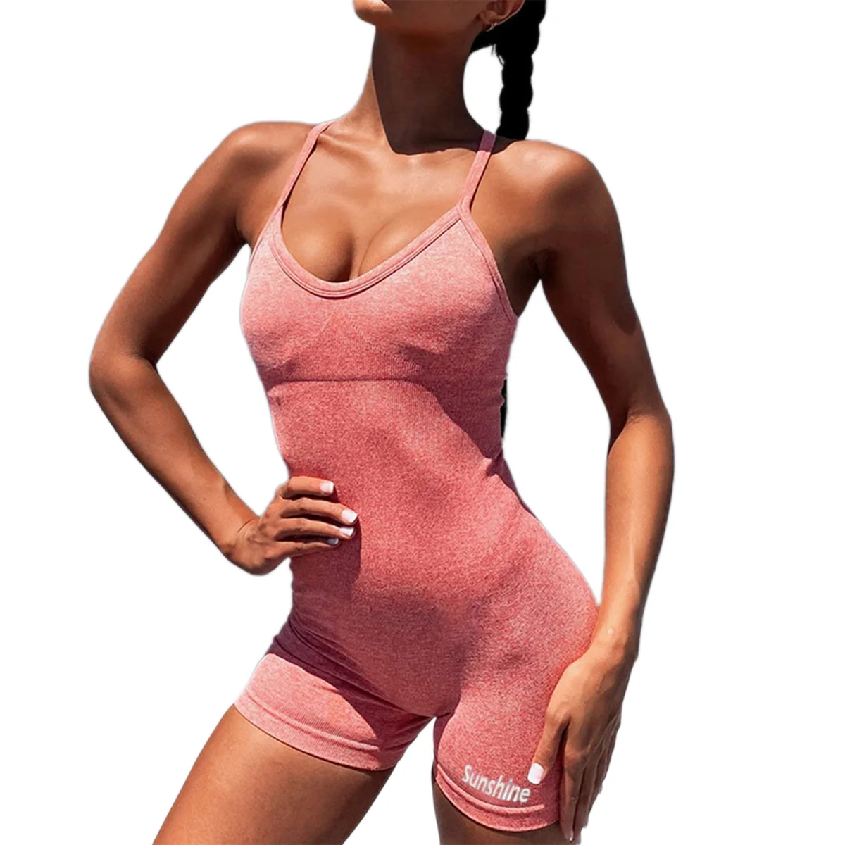 

Summer Training Playsuit For Women Casual Sexy Slimming Solid Sling Sleeveless Shorts Rompers Bodycon Gym Workout Tracksuit
