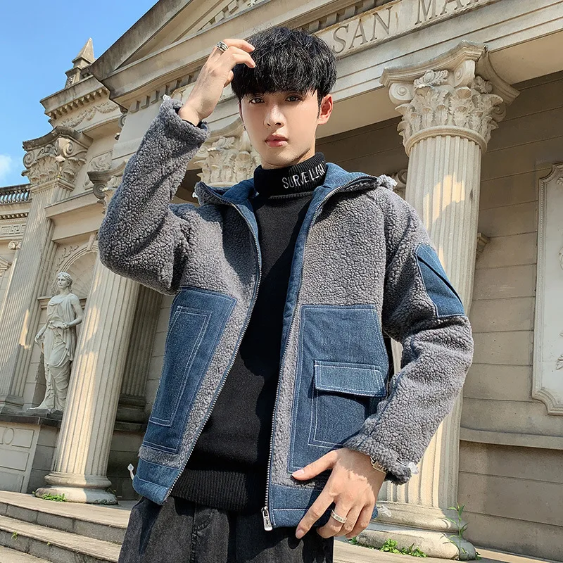 

Berber Fleece Winter Popular Brand Men's Trench Coat Teenager Overcoat Korean-style Thick MEN'S Coat Men Repair Cotton
