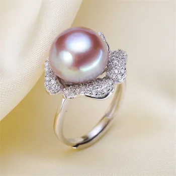 

Classic Rings Mounting Beads Resizable Design Rings Base 925 Silver Pearl Rings Settings Women DIY Pearl Ring Accessory No Pearl