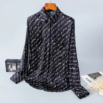 

New pure silk long sleeve shirt female double breasted silk cardigan coat lapels spring temperament women s clothing