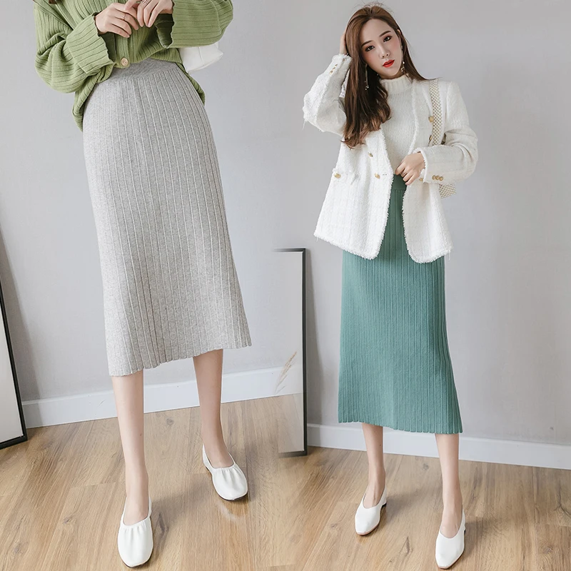 

Article to film in new winter pit package hip skirt of tall waist knitting han edition skirts of pencil skirt split big yards