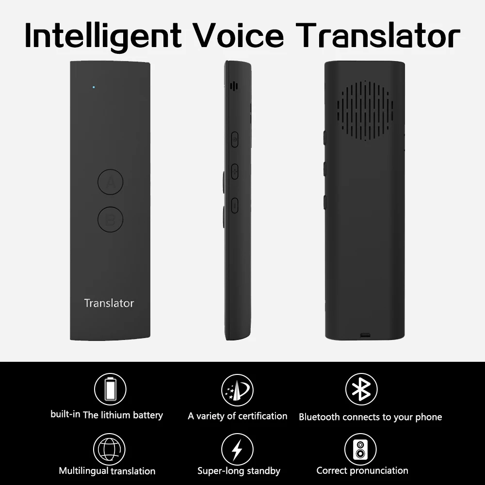 

T6 Translator Voice Real Time Instant Multi-Language Speech Interactive Translate BT APP Portable Smart Translaty