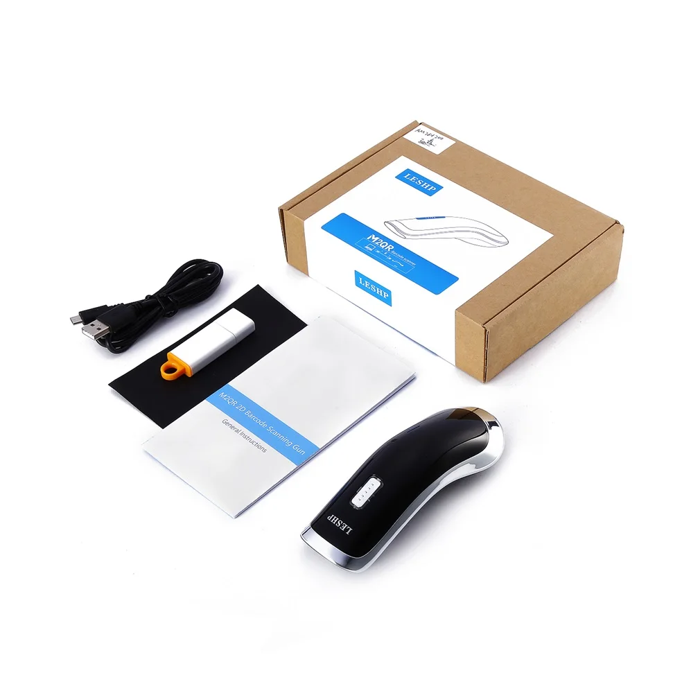 

LESHP Mini 2.4G Wireless Bluetooth Handheld 2D / QR Barcode Scanner Bar Code Reader For Mobile Payment Grating Type Black