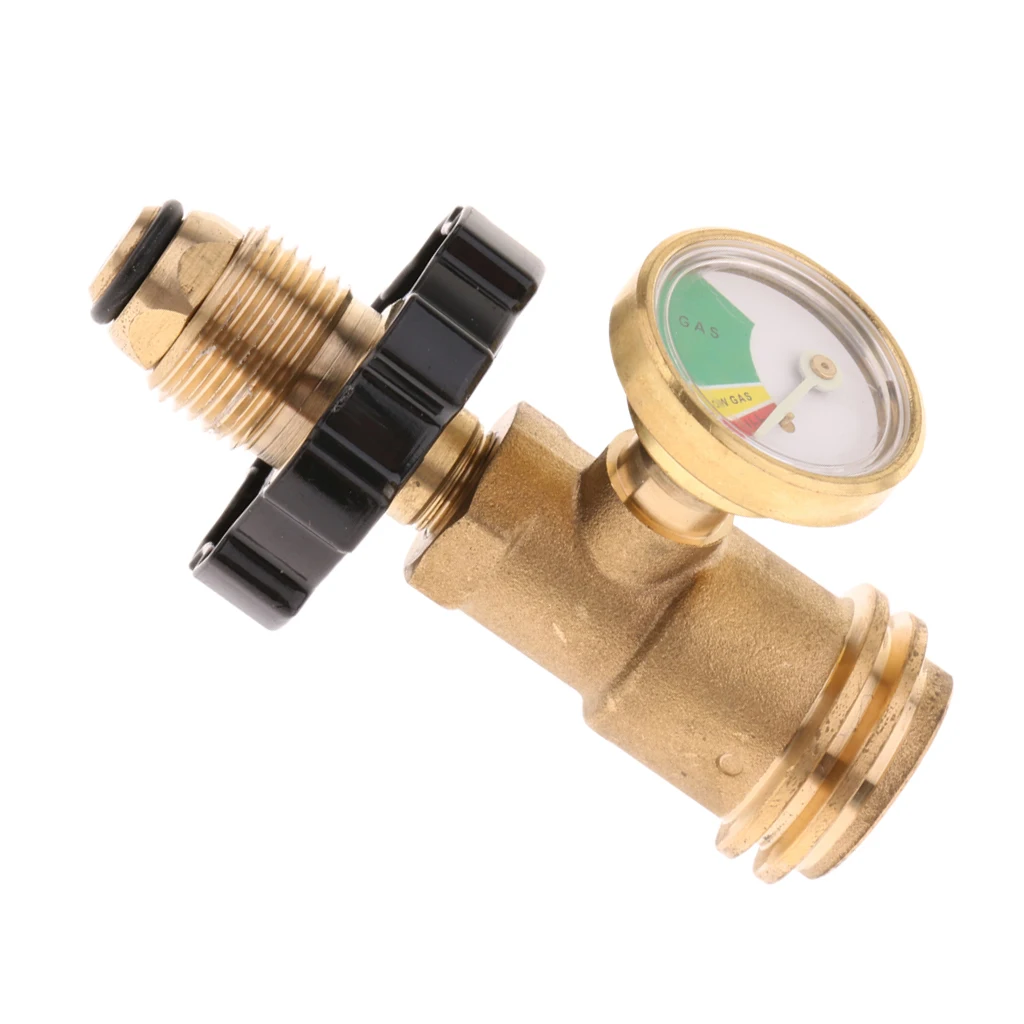 Propane Tank Brass Adapter with Pressure Gauge Master  Gas Grill BBQ