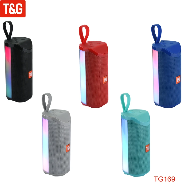 T&G TG169 LED Light Bluetooth Speaker Portable Rechargeable Wireless Speaker Soundbar SubTwoofer Loudspeaker TF MP3 Built-in Mic