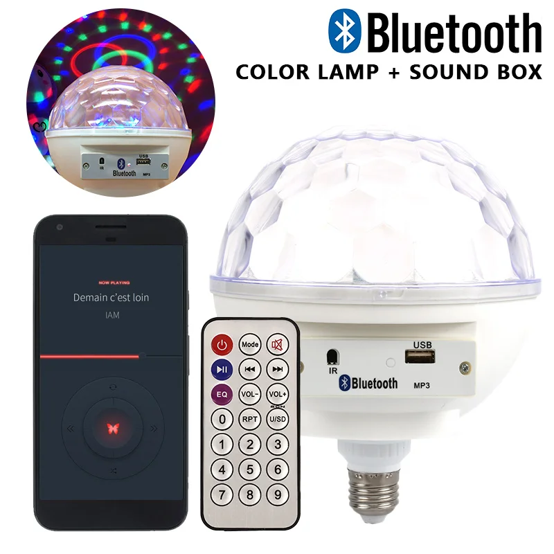 Bluetooth 4,0 Dj оборудование диско сторонний проектор KTV Лазерная светодиодная музыкальная лампа светодиодный сценический свет кристалл магический шар свет смарт