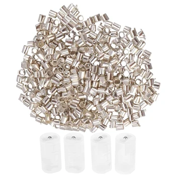 

4Pcs Aa To D Size Battery Adapter White Case & 500Pcs Wholesale Tube Crimp End Beads 1.5Mm Silver