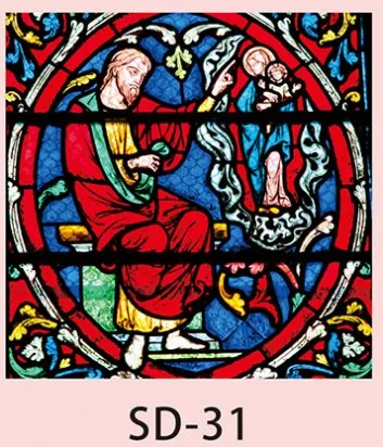 Индивидуальный размер, европейская церковная художественная стеклянная пленка, витражное окно, непрозрачная наклейка, самоклеящаяся статическая пленка на окно 40x60 см - Цвет: SD-31