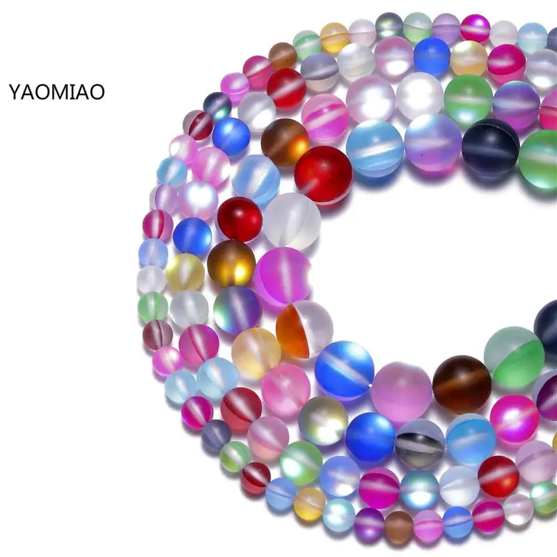 A+ Matte Multi Frosted Austrian Crystal Round Beads For Jewelry Making 6/8/10/12mm Glitter MoonStone Beads Diy Bracelet