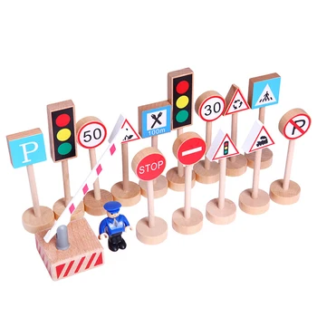 

15pcs/set Colorful Wooden Street Recognize Traffic Signs Parking Scene Study Toys for Children Early Educational Montessori Toys