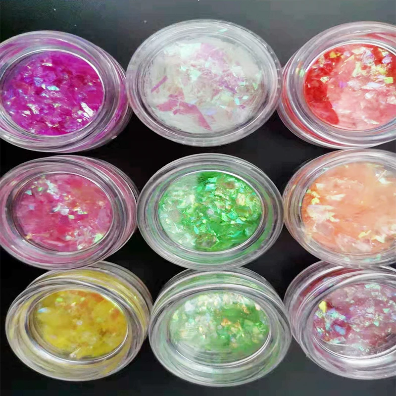 

PB04(2.5ML Jars) Nail Glitter Flakes 12 Box/set Iridescent Glass Shell Flakes Sticker Nail Tip Art Decoration Flake 12 Color/set