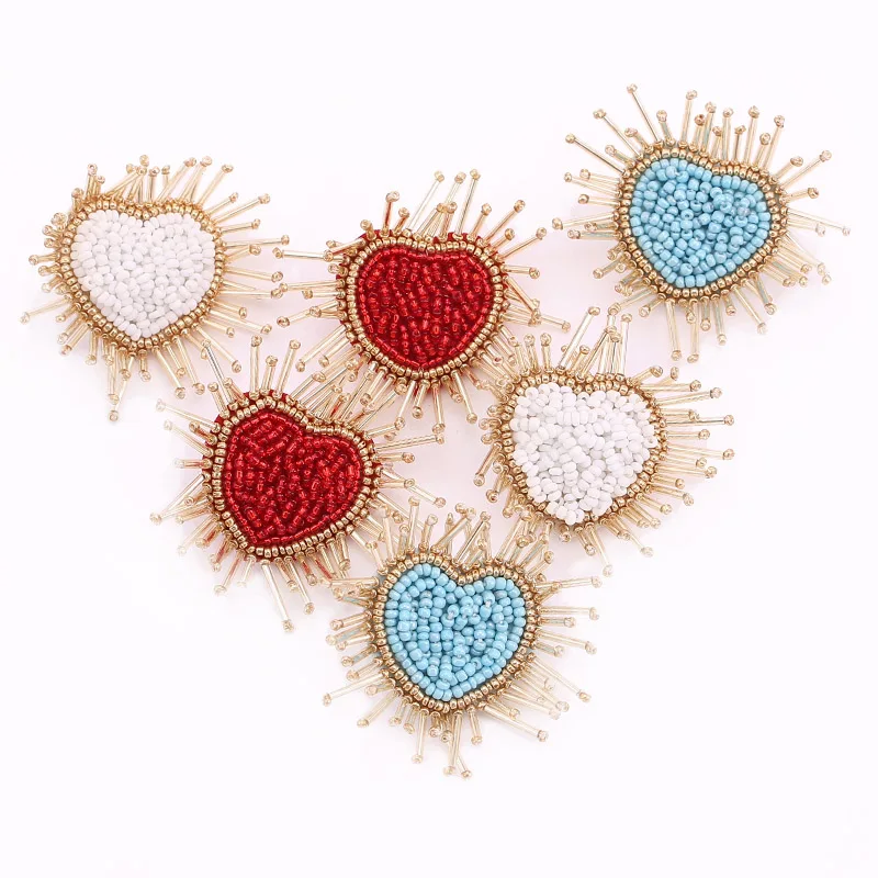 2019 Wedding Beaded Drop Earrings for Women Bohemian All Handmade Flowers Heart Tassel Earring Party Dangle Jewelry (9)