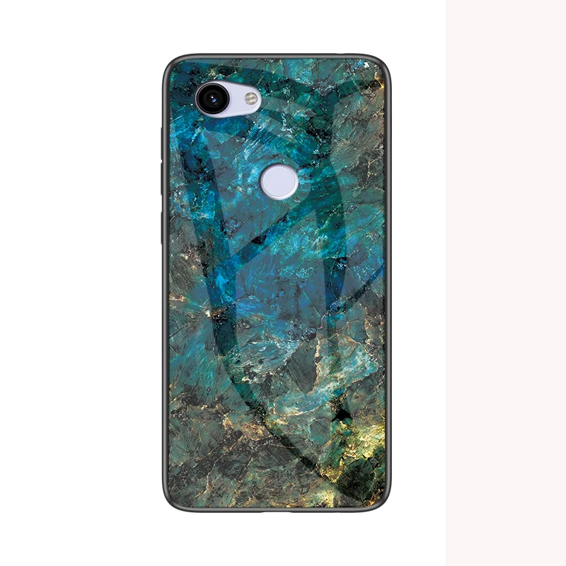 Для Google Pixel 3a XL чехол из мрамора, глянцевое закаленное стекло, Мягкий Силиконовый противоударный жесткий чехол для телефона для Google Pixel3a XL чехол - Цвет: Emerald color