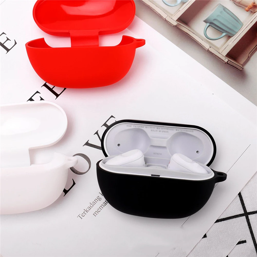

Silicone Protective Case with Carabiner for WF-SP800N Wireless Earbuds Earphone Shell Storage Box Bag Cover