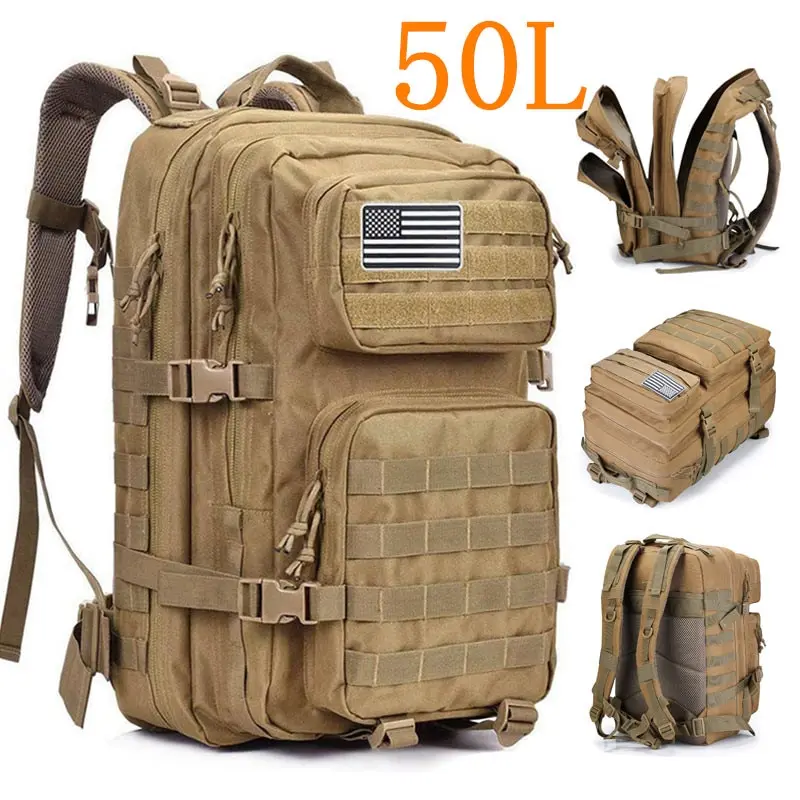 Men's Military Backpack 50l 3p Military Army Tactical Hiking Bag Sports
