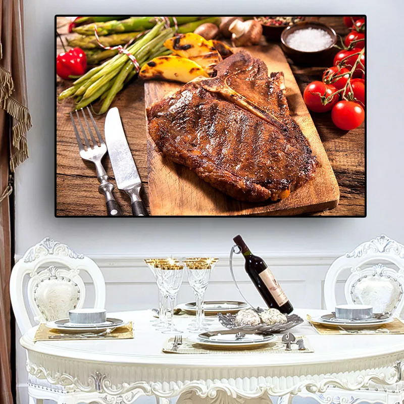 Овощной нож для мяса и вилки кухонный рисунок на холсте, фотографии скандинавские плакаты и репродукции, настенное искусство пищевой картины гостиной