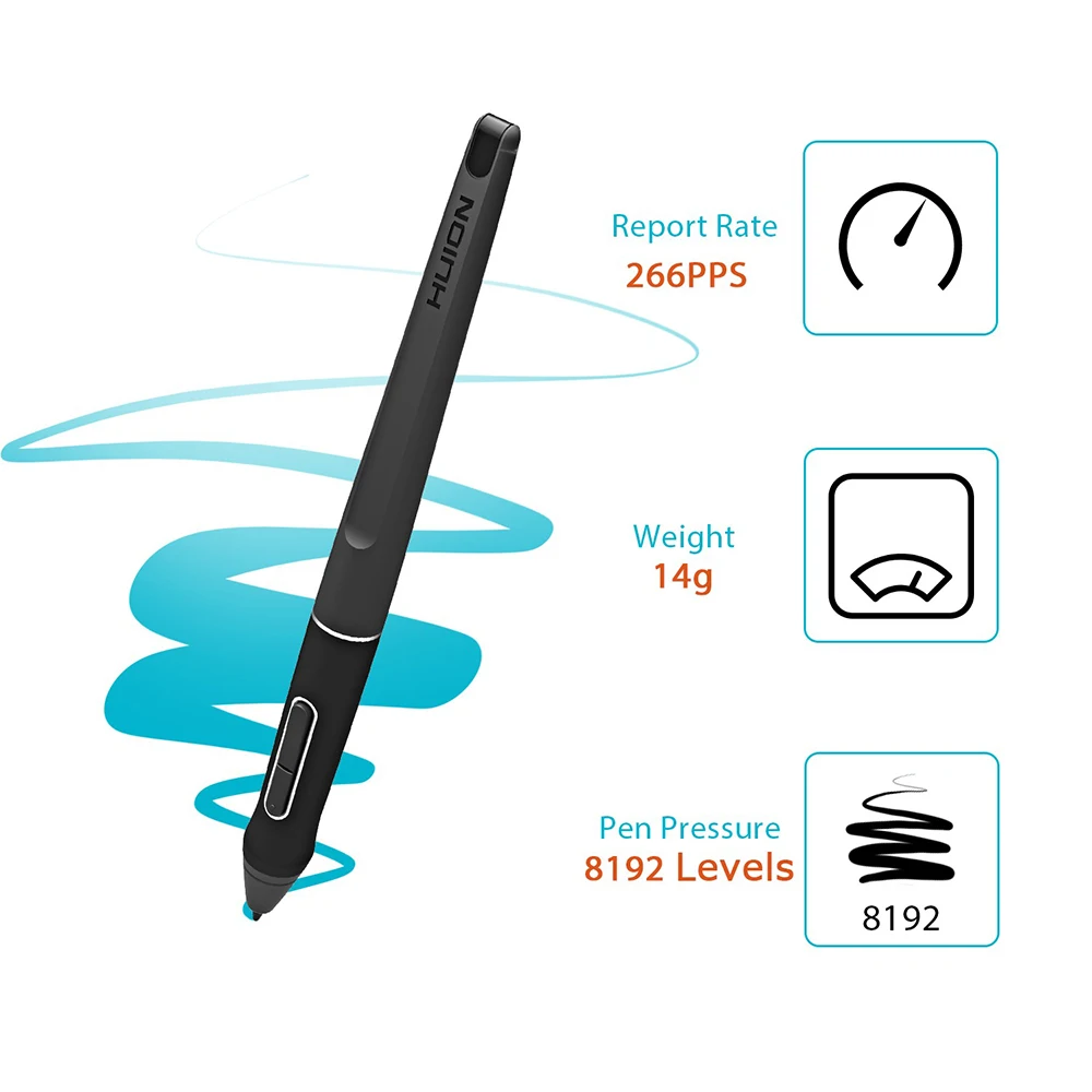 PW507 Battery-Free Digital Pen Stylus for HUION GT-133 Kamvas Pro 13 20 GT-191 V2 GT-116 3