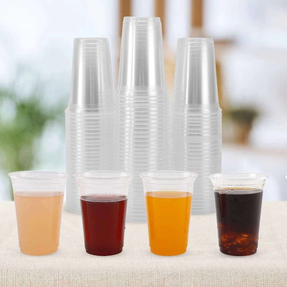 100 Packs 12 Oz Disposable Clear Plastic Cups, Water Drinking Cup, BPA FreeDisposable Cups