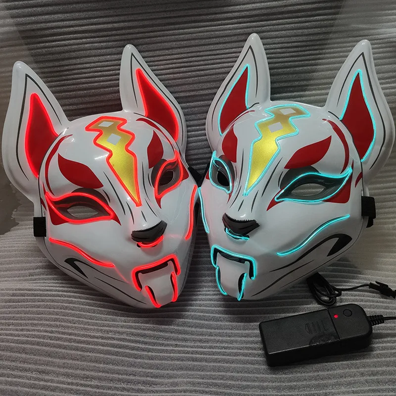

10 Colors Fox Full Face Neon Mask Light Led Mask Halloween Party Masque Masks Glow In The Dark Horror Mask Glowing Masker Purge