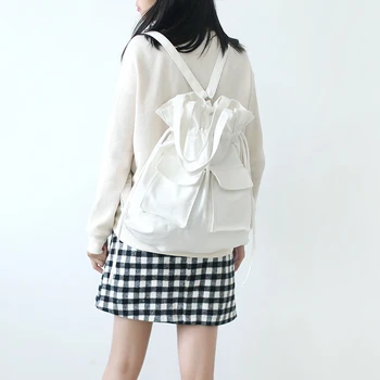 

2020 New Cotton Canvas Bag Women's Backpack Fashion Japanese Literary Students Drawstring Backpack