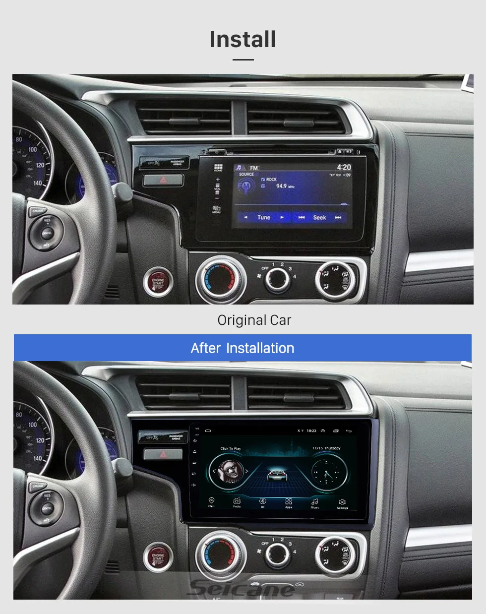 Seicane gps автомобильное радио 2.5D экран 9 дюймов Android 8,1 для Honda Fit 2013- левосторонний блок плеер Поддержка камеры заднего вида