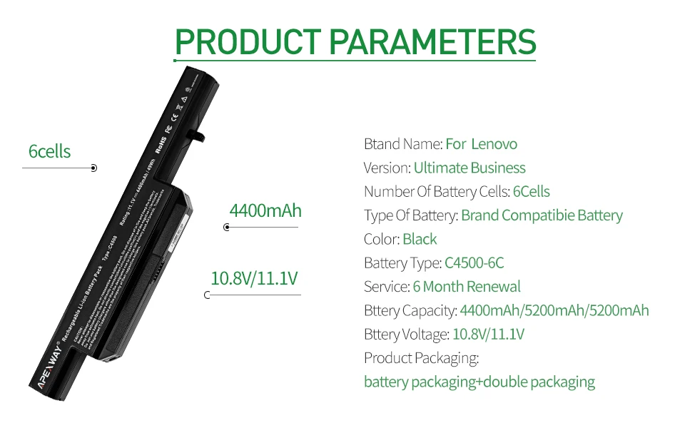 Apexway 11,1 V 6 элементная батарея для Clevo C4500BAT-6 C4500BAT 6 B4100M C4500 C4500BAT6 B4105 B5100M B5130M W150 W240C W240HU W250H