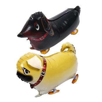 

Big deal 2Pcs Cute Walking Pet Balloon Animal Air Walker Foil Balloon Helium Kids Fun Parties, Black Dachshund & Beige Pugs