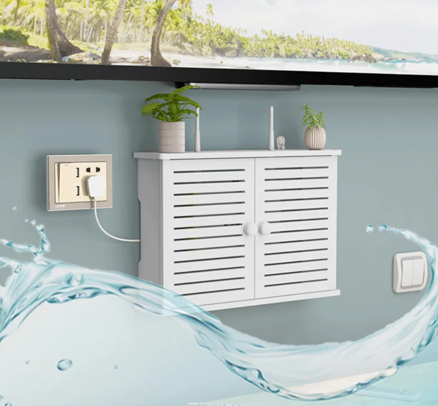 Description Picture 5 of itemExtra Large Wireless Wifi Router Shelf Storage Box Cable Power Plus Wire Bracket WoodPlastic Wall Hanging Plug Board DIY Decor