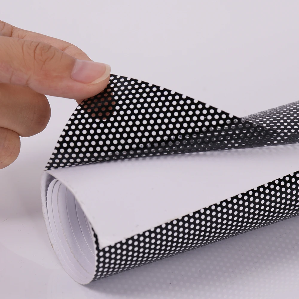 

SUNICE 1.22x10m Black Perforated One Way Vision Print Media Vinyl Film Headlight Wrap Film Auto Car Home Window Film Privacy