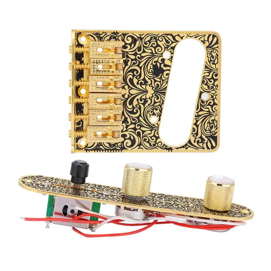 

Prewired Volume Control Plate + Bridge With Single Coil Pickup Hole For Telecaster TL Guitar