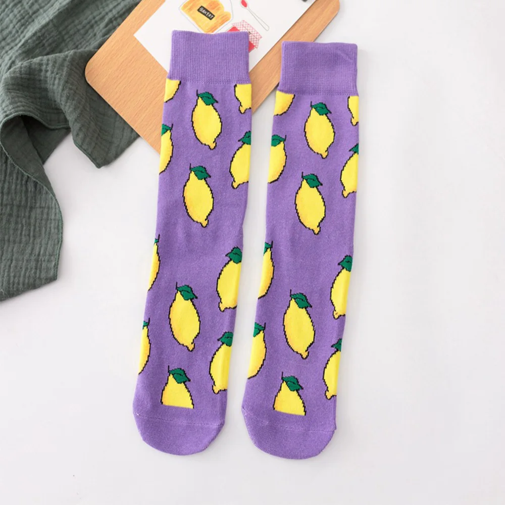 VDOGRIR, 1 пара, зимние женские забавные носки, милые Мультяшные носки для скейтборда с фруктами, бананами, авокадо, лимоном, яйцом, печеньем, японским Харадзюку