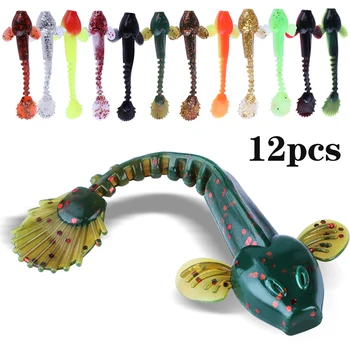 HOT SALE ❤️ Sougayilang Soft Lure 4.5g 3.5in 90mm 12PCS/Lot Fishing Swimbait Lure Set Tail Worm Saltwater/Freshwater Fishing Baits - discount item 42% OFF Sports & Entertainment
