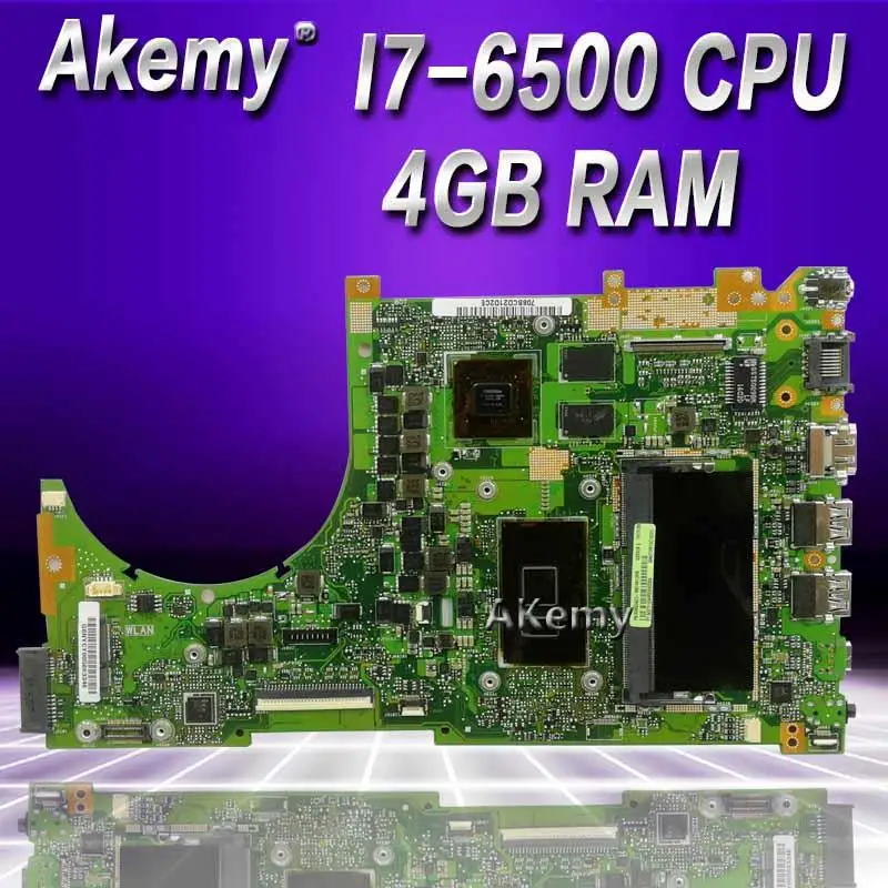 Akemy Q553UB Laptop motherboard For Asus Q553UB Q553UB Q553UQ Q553U Q553 Test original mainboard 4G RAM /I7-6500U CPU test ok