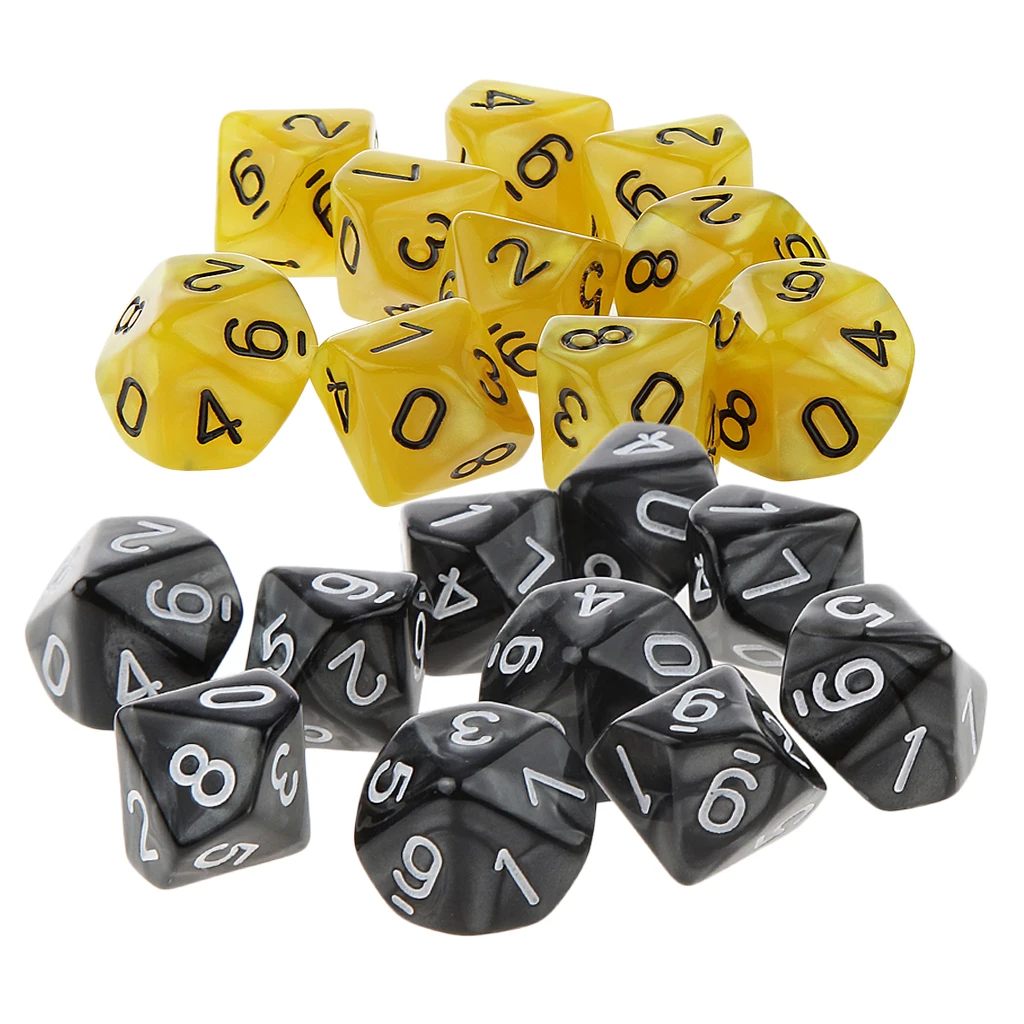 20x 22mm Ten Sided Dice D10 for Playing Dungeons D&D TRPG Roleplay Game Toys Party Gambling Dices Game Digital Dices