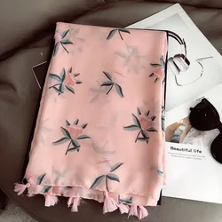 14 Design Fashion Lovely Floral Loop Tassel Viscose Scarf Lady Print Pashmina Shawls and Wraps Stole Muslim Hijab Snood 180*90Cm