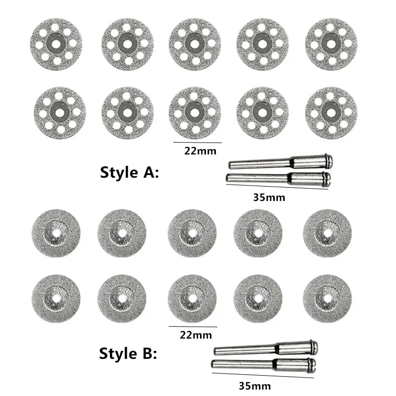 10 шт. дисковые пилы алмазный режущий диск роторный инструмент набор аксессуаров 2 оправки шлифовальный диск для резки колеса пластмассы дерева