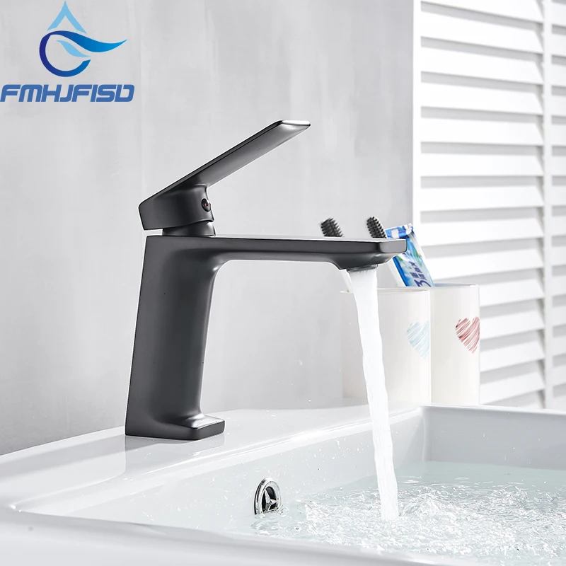 

FMHJFISD Matte Black Basin Faucet Deck Moutend Single Handle Single Hole Bathroom Mixer Taps 3 Colors for Choose
