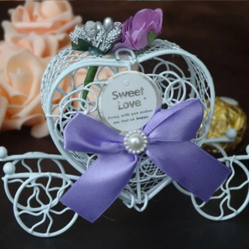

BESTCandy box gift organizer romantic carriage candy chocolate box bride bridesmaid wedding flowers party gifts Purple