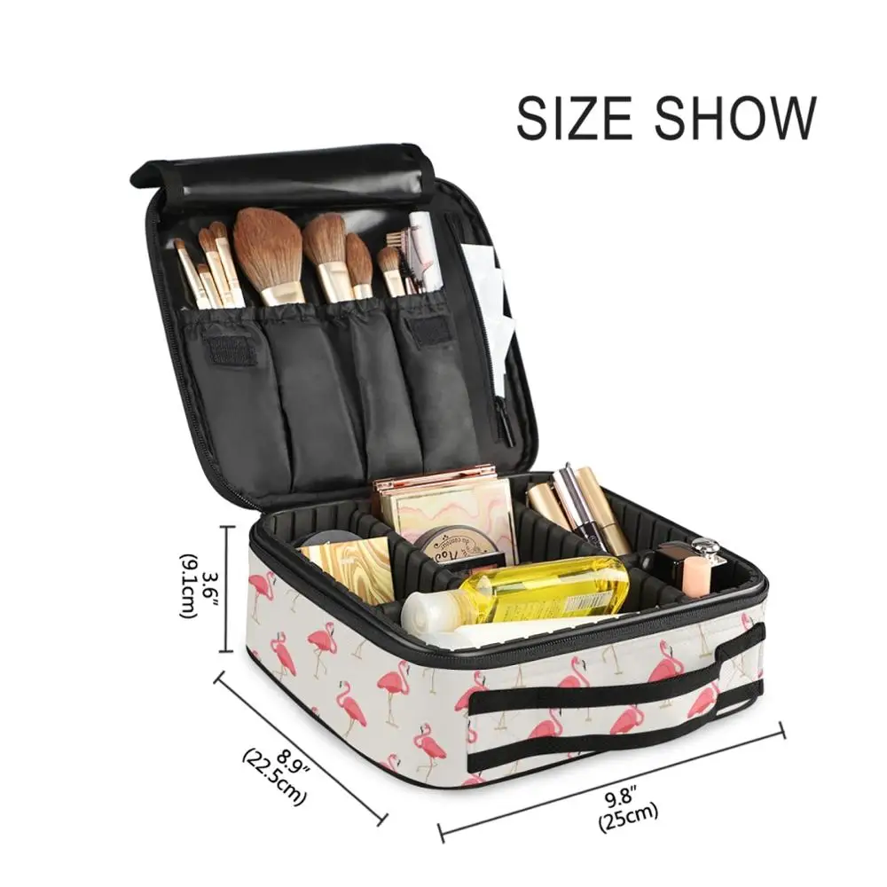 Women Makeup Cosmetic Bag Beauty Case Make Up Female Necessities Organizer Flamingo Toiletry Bag Kits Storage Travel Wash Pouch