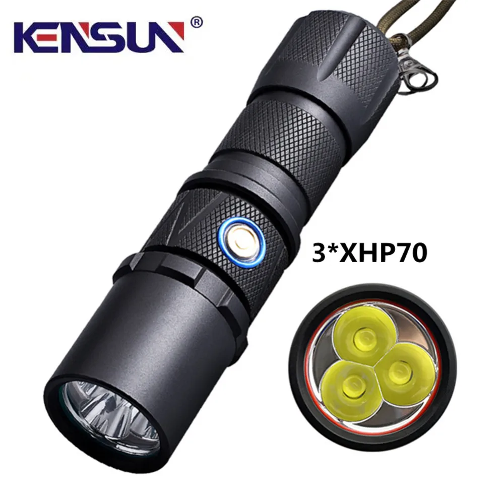 3*XHP70 LED Glare Flashlight TYPE-C USB Rechargeable High Lumen Outdoor Flashlamp | Освещение
