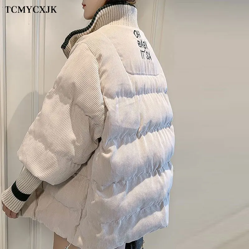 

Fashion Threaded Corduroy Cotton Jacket Womens Short Parka Winter 2020 New Korean Loose Tight-fitting Long-sleeved Coat Jackets