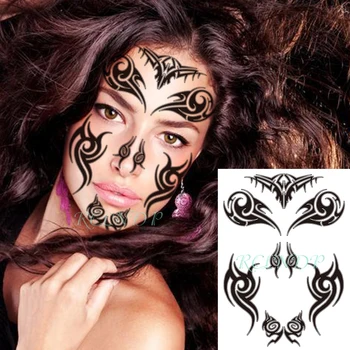 

Waterproof Temporary Tattoo Sticker Tribal Totem The Maoris Face Creative Design Pattern Flash Tatto Fake Tatoo for Women Men