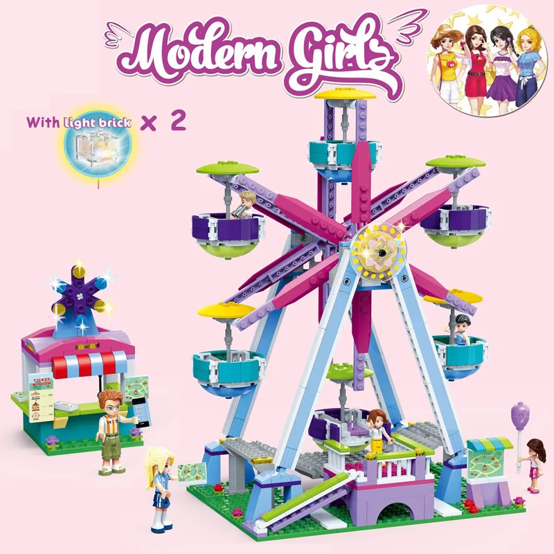 LEGOeings Friends Ferris Wheel With Light Brick Set 701pcs Gifts Girl Friends LEGOeings Princess Colorful Blocks Toys For Girl