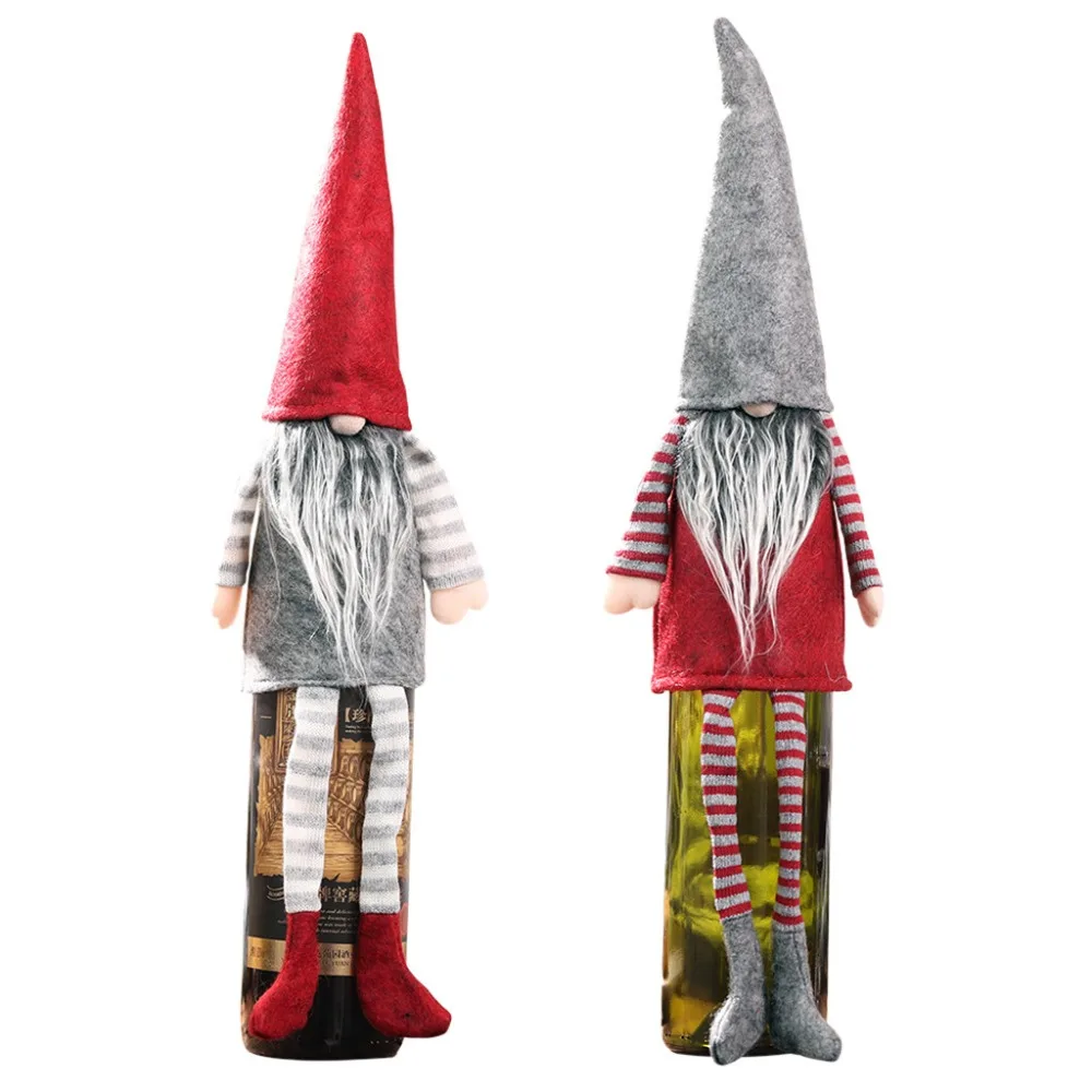 New Christmas Champagne Bottle Cover Dress Up Decoration Christmas Faceless Doll Han (6)